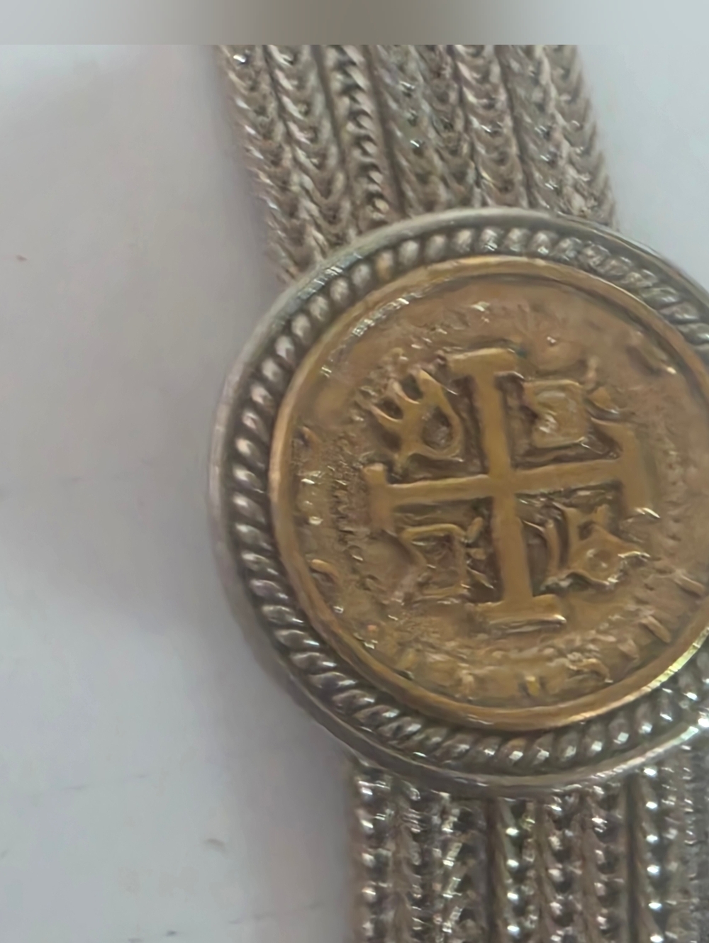 VINTAGE Sterling Silver 925 Heavy 2 Tone Turkish Bracelet. NICE 👀